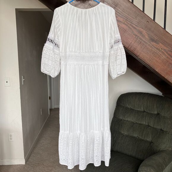 Anthropologie Ebba Bohemian Eyelet Lace Midi Dress - Picture 5 of 8